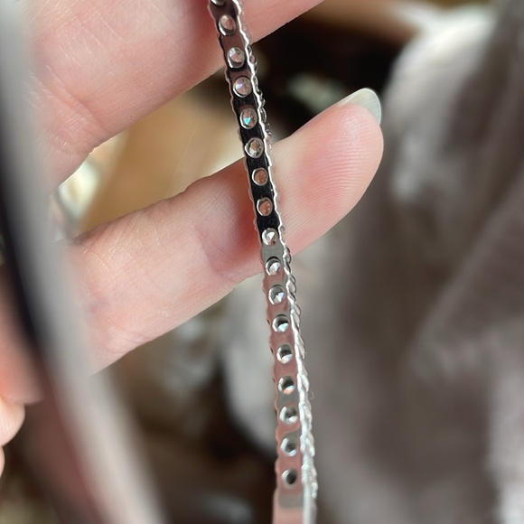 STERLING SILVER CLIP BANGLE WITH RHINESTONE PAVE SETTING - Picture 11 of 16